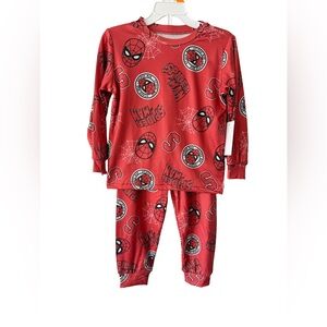Marvel Spider-Man Red Pajama Set with Web & Mask Graphics 3T
